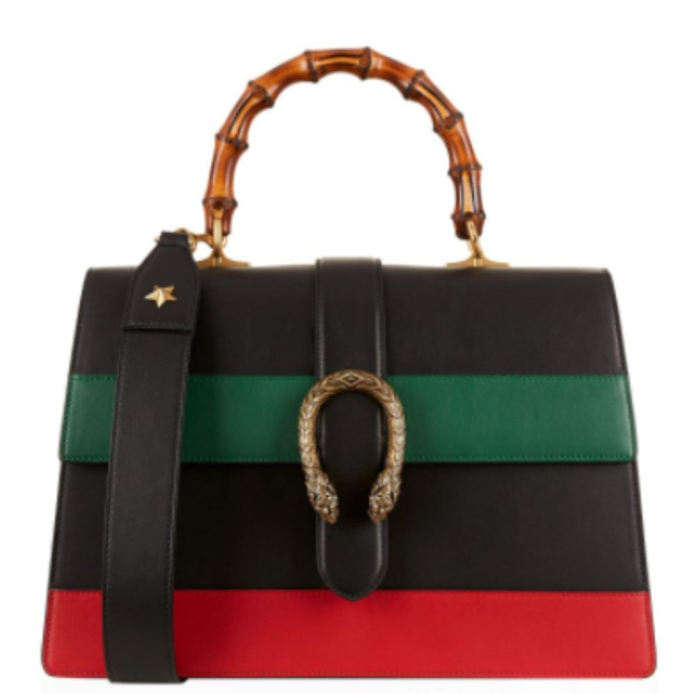 Gucci Large Stripe Dionysus Bamboo Handle Bag